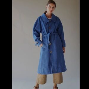 Caron Callahan Deep Blue Trench Coat